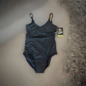 Art Class Black Sparkly One-piece Swimsuit UPF 50+ - Size M (6)